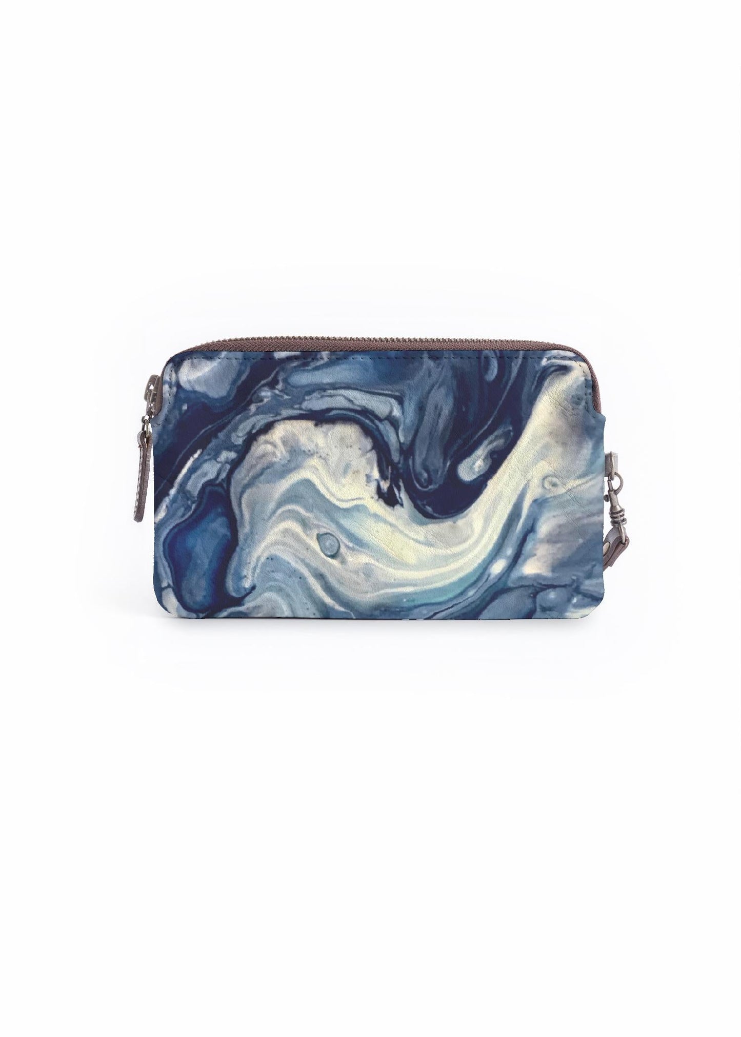 Navy marble clutch