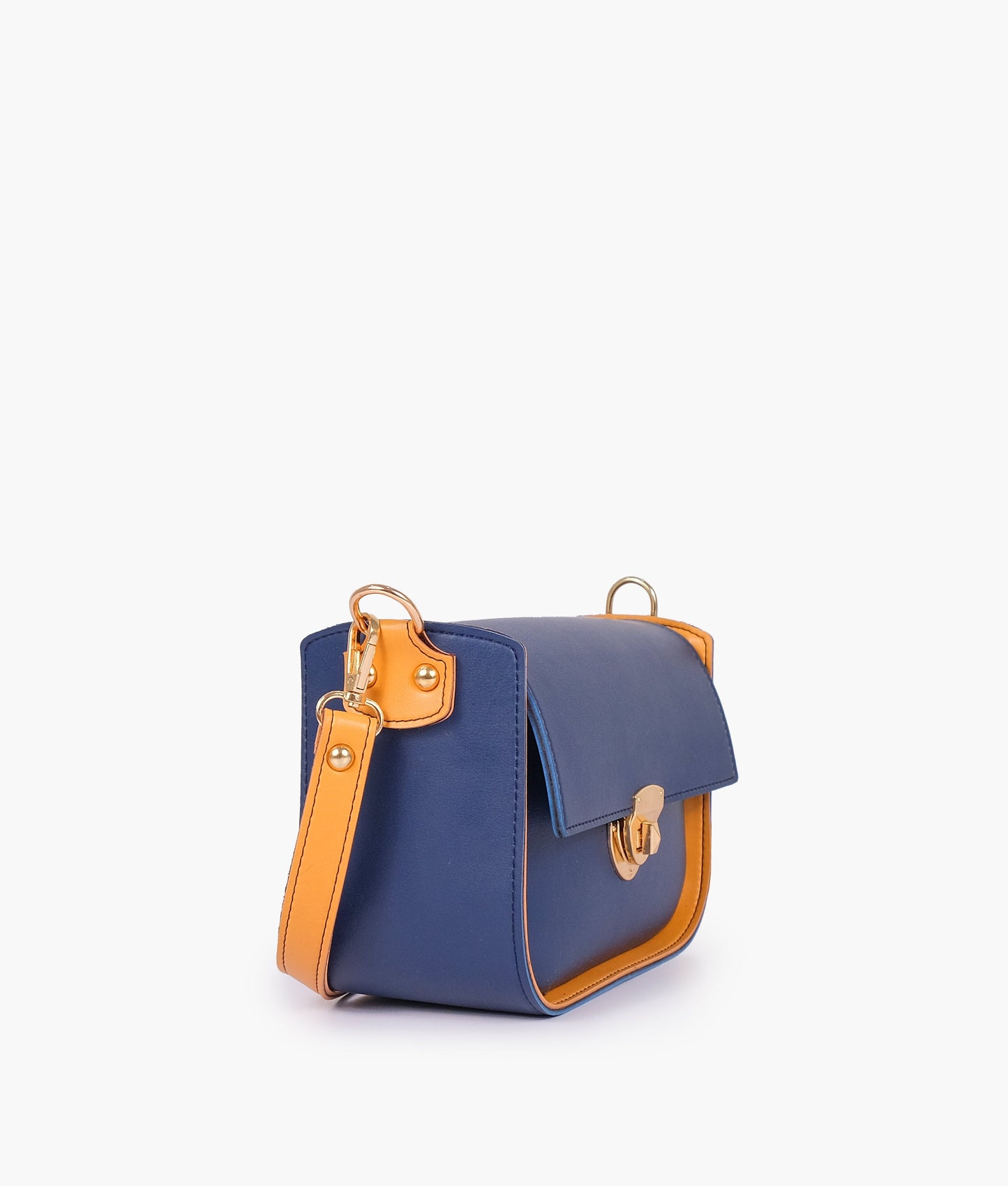 Blue saddle bag with twist lock