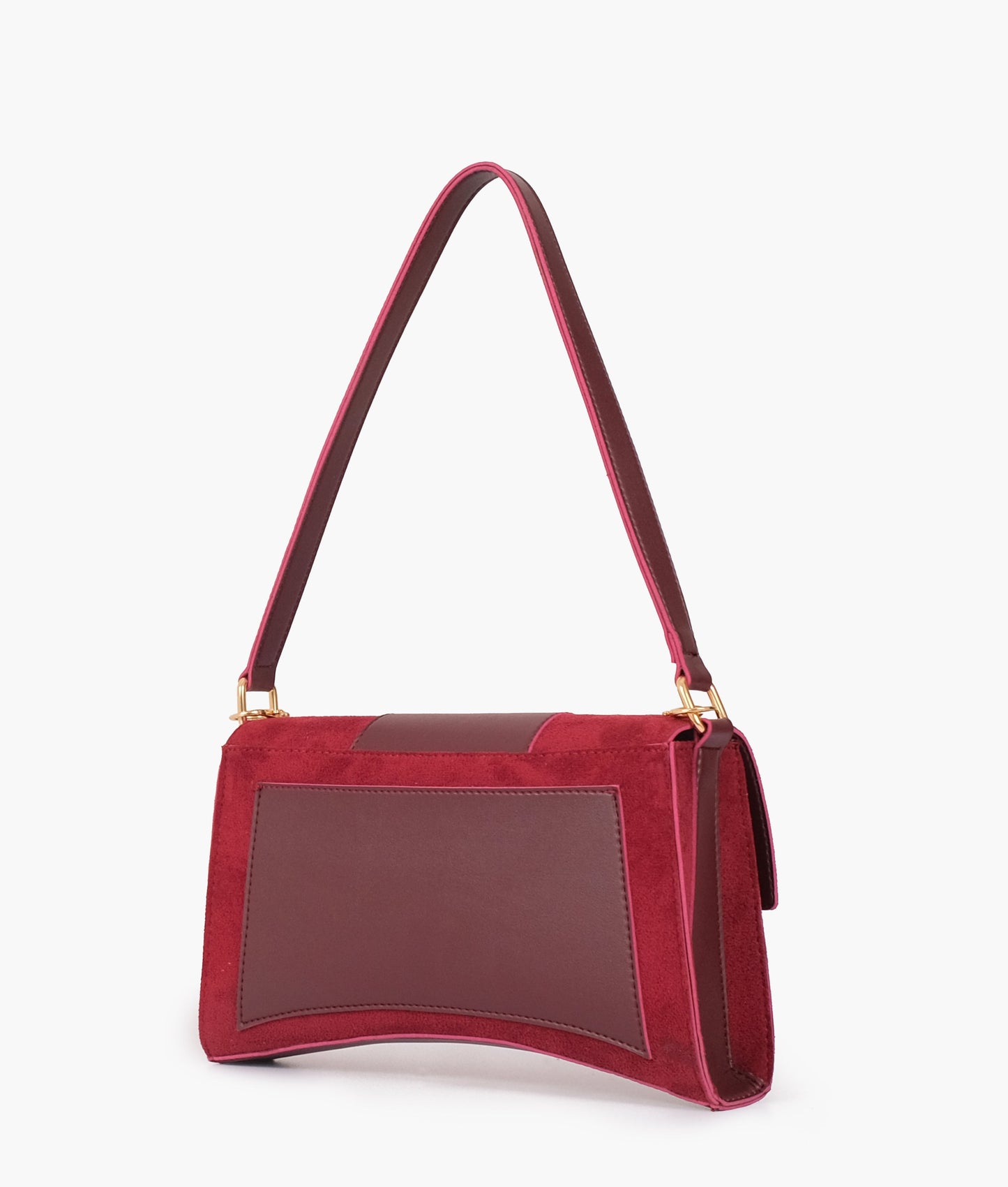 Burgundy suede buckle envelope bag