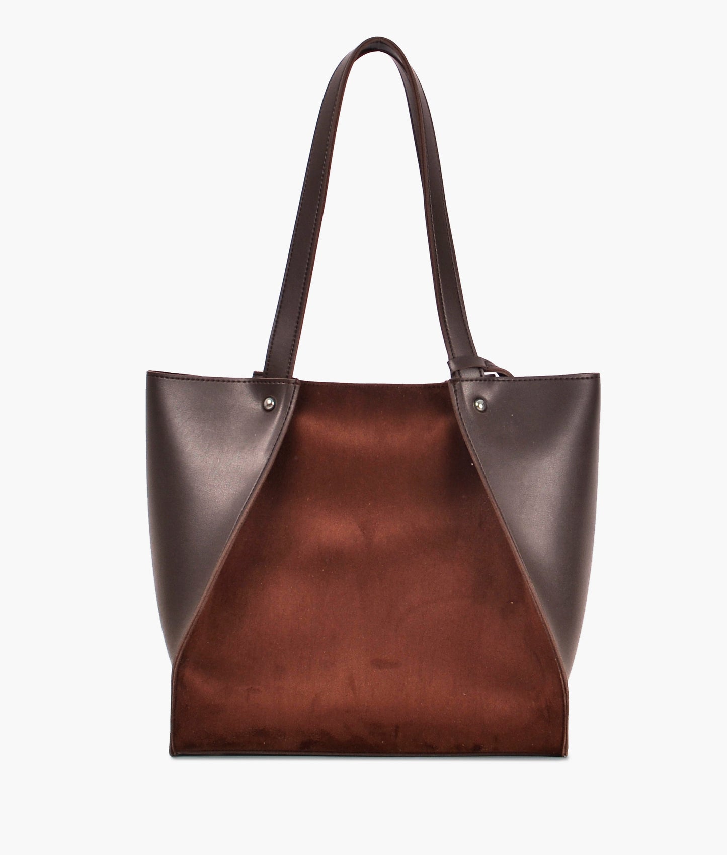 Dark brown suede shopping tote bag