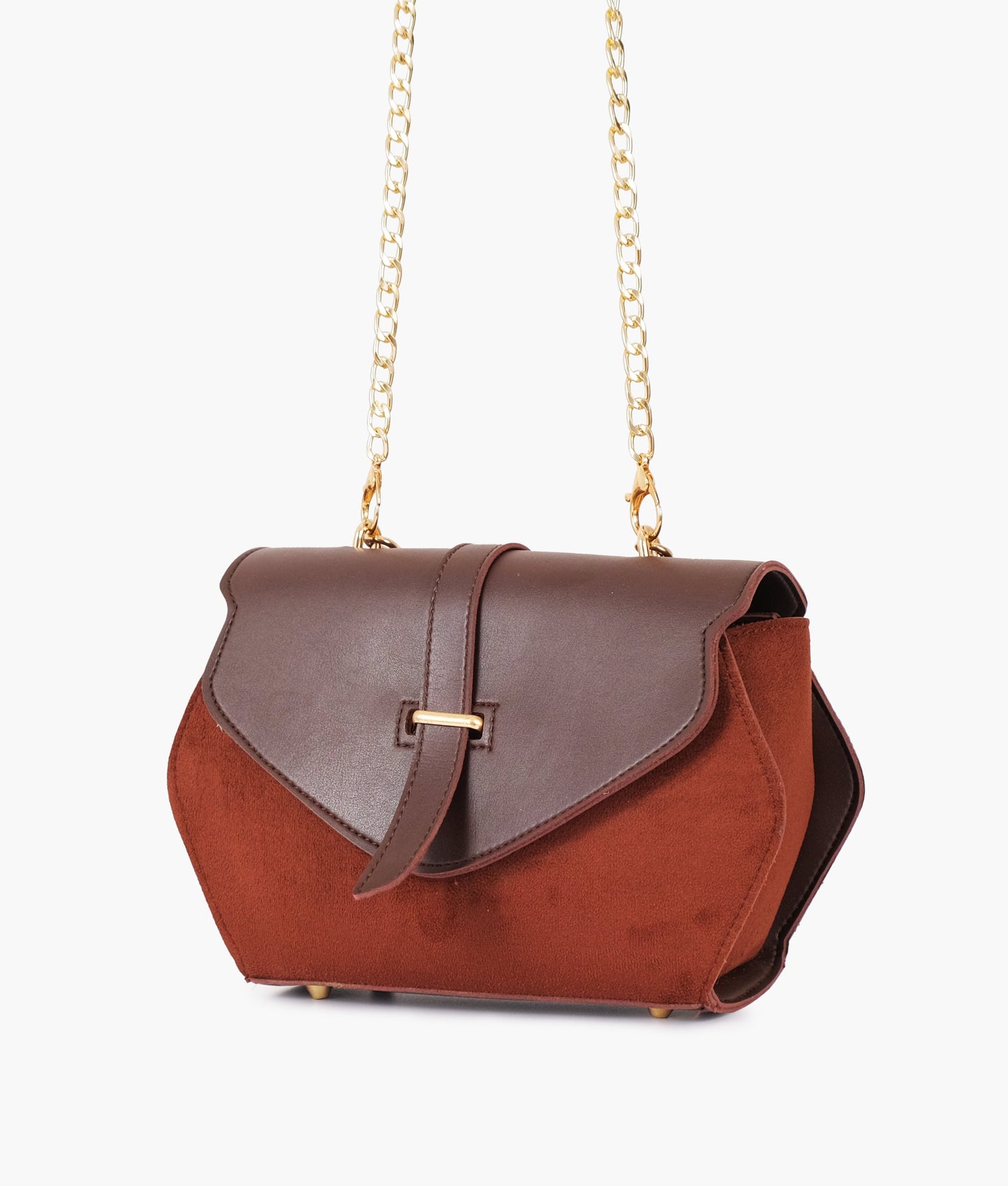 Dark brown top-handle hexagon bag