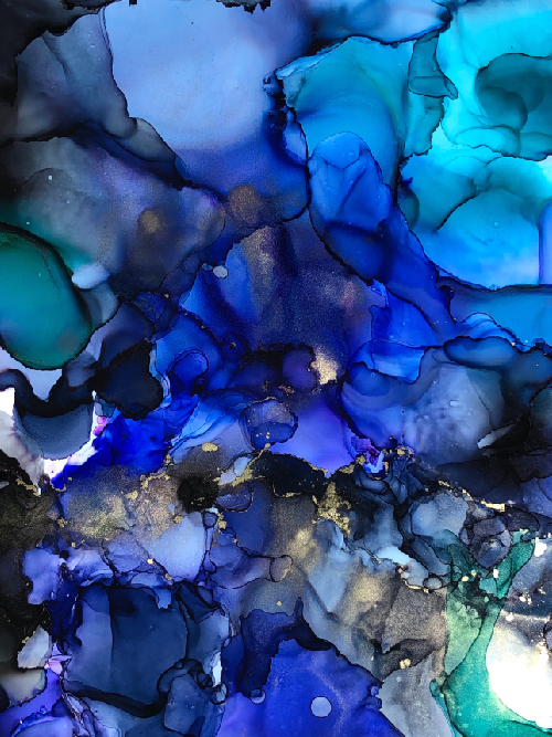 Blue Deep Alcohol Ink Art