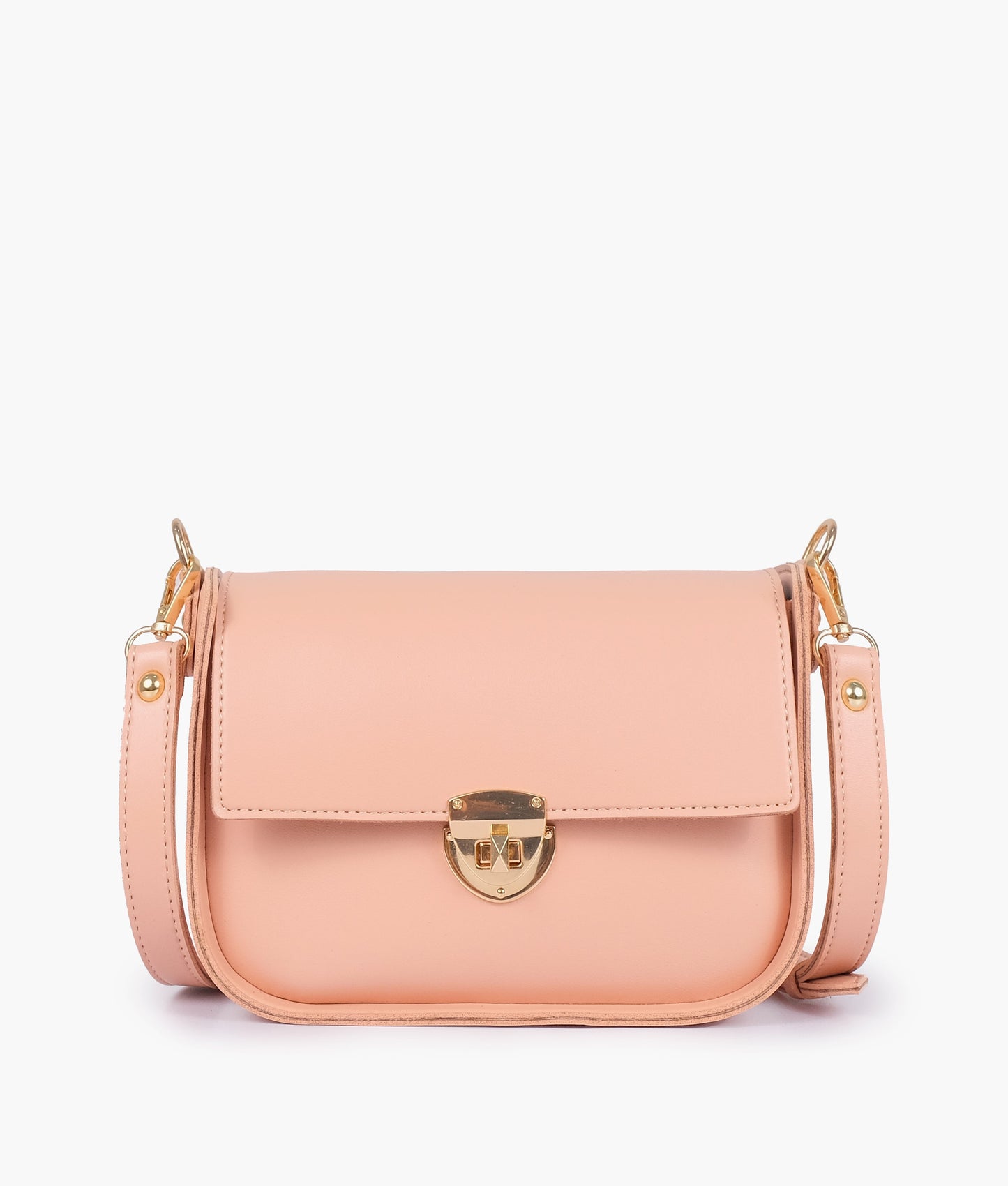 Peach saddle bag with twist lock